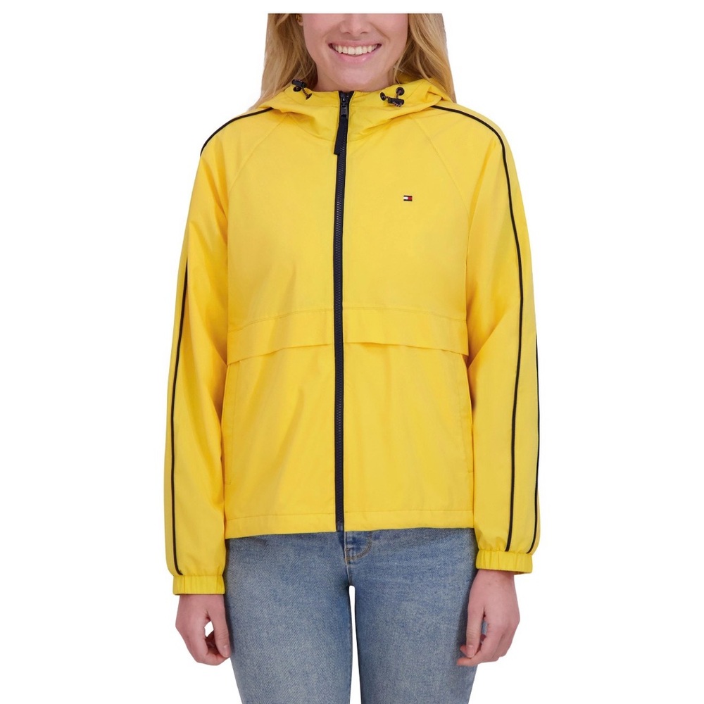 Tommy Hilfiger Yellow Hooded Windbreaker with Black Trim